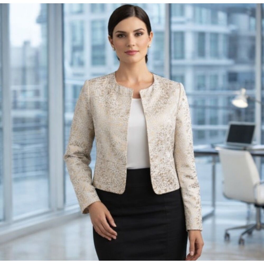 Bob Mackie Studio Blazer Vintage Classy Lined Jacket Cropped Womens Size 12